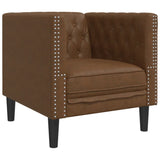 Ensemble de canapé Chesterfield 3 pcs marron similicuir daim