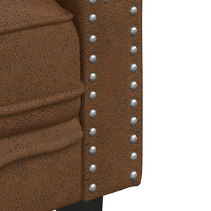 Ensemble de canapé Chesterfield 3 pcs marron similicuir daim