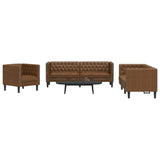 Ensemble de canapé Chesterfield 3 pcs marron similicuir daim
