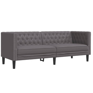 Ensemble de canapé Chesterfield 2 pcs gris similicuir