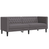 Ensemble de canapé Chesterfield 2 pcs gris similicuir