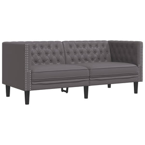 Ensemble de canapé Chesterfield 2 pcs gris similicuir