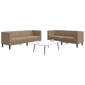 Ensemble de canapé Chesterfield 2 pcs cappuccino similicuir