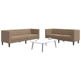 Ensemble de canapé Chesterfield 2 pcs cappuccino similicuir