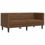 Ensemble de canapé Chesterfield 2 pcs marron similicuir daim
