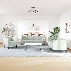 Ensemble de canapé Chesterfield et traversins 3 pcs gris clair