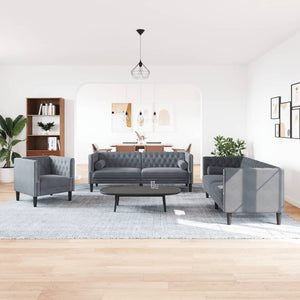 Ensemble de canapé Chesterfield et traversins 3 pcs gris foncé