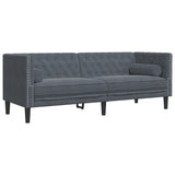 Ensemble de canapé Chesterfield et traversins 3 pcs gris foncé