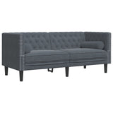 Ensemble de canapé Chesterfield et traversins 3 pcs gris foncé