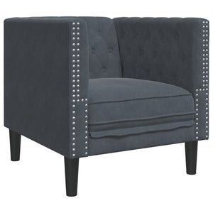 Ensemble de canapé Chesterfield et traversins 3 pcs gris foncé