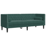 Ensemble de canapé Chesterfield et traversins 3 pcs vert foncé