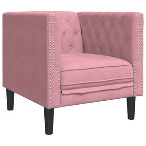 Ensemble de canapé Chesterfield et traversins 3pcs rose velours