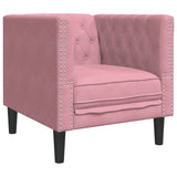 Ensemble de canapé Chesterfield et traversins 3pcs rose velours