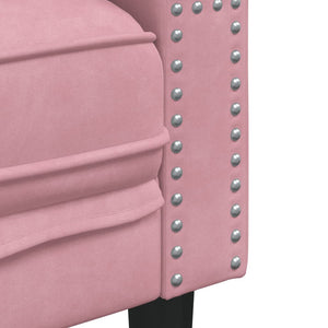 Ensemble de canapé Chesterfield et traversins 3pcs rose velours