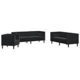 Ensemble de canapé Chesterfield et traversins 3pcs noir velours