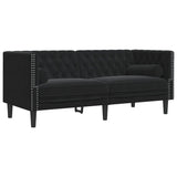 Ensemble de canapé Chesterfield et traversins 3pcs noir velours