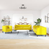 Ensemble de canapé Chesterfield et traversins 3 pcs velours