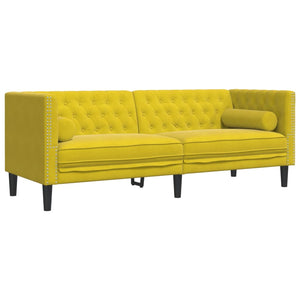 Ensemble de canapé Chesterfield et traversins 3 pcs velours