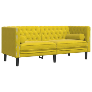 Ensemble de canapé Chesterfield et traversins 3 pcs velours