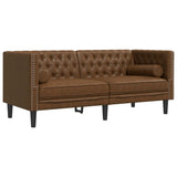 Ensemble de canapé Chesterfield et traversins 3 pcs marron