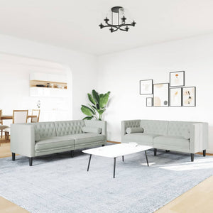 Ensemble de canapé Chesterfield et traversins 2 pcs gris clair