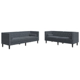 Ensemble de canapé Chesterfield et traversins 2 pcs gris foncé