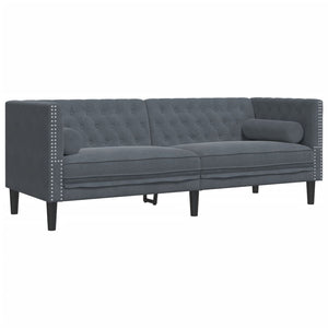 Ensemble de canapé Chesterfield et traversins 2 pcs gris foncé