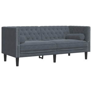 Ensemble de canapé Chesterfield et traversins 2 pcs gris foncé