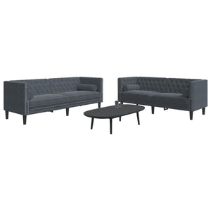 Ensemble de canapé Chesterfield et traversins 2 pcs gris foncé