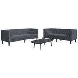 Ensemble de canapé Chesterfield et traversins 2 pcs gris foncé