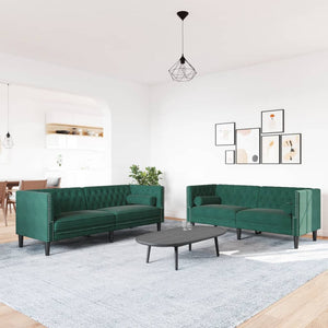 Ensemble de canapé Chesterfield et traversins 2 pcs vert foncé