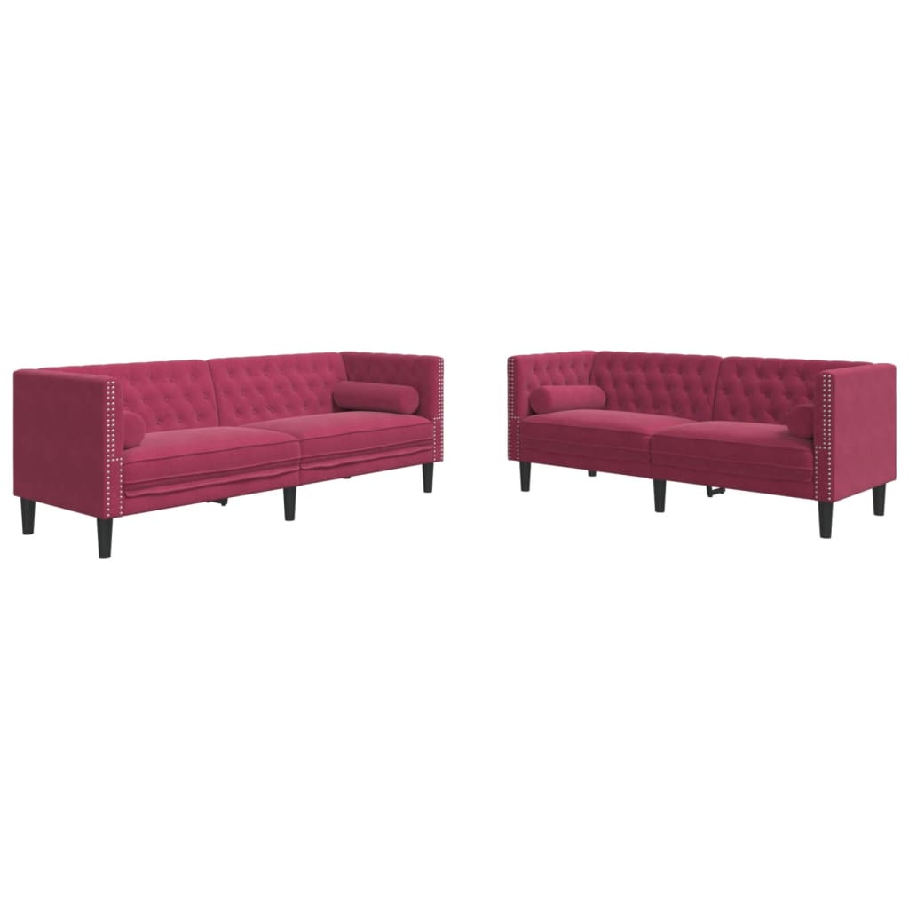 Ensemble de canapé Chesterfield et traversins 2 pcs velours