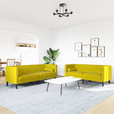 Ensemble de canapé Chesterfield et traversins 2 pcs velours