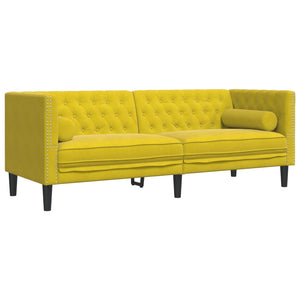 Ensemble de canapé Chesterfield et traversins 2 pcs velours