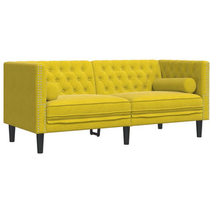 Ensemble de canapé Chesterfield et traversins 2 pcs velours