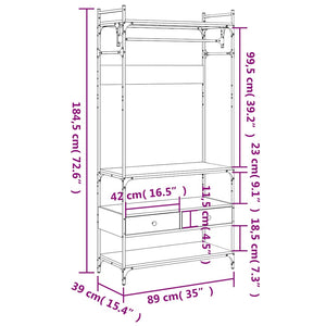 Armoire à tiroirs chêne fumé 89x39x184,5 cm bois d'ingénierie