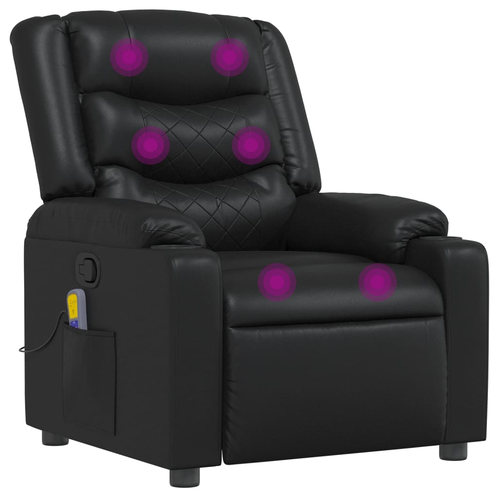 Fauteuil de massage inclinable Noir Similicuir