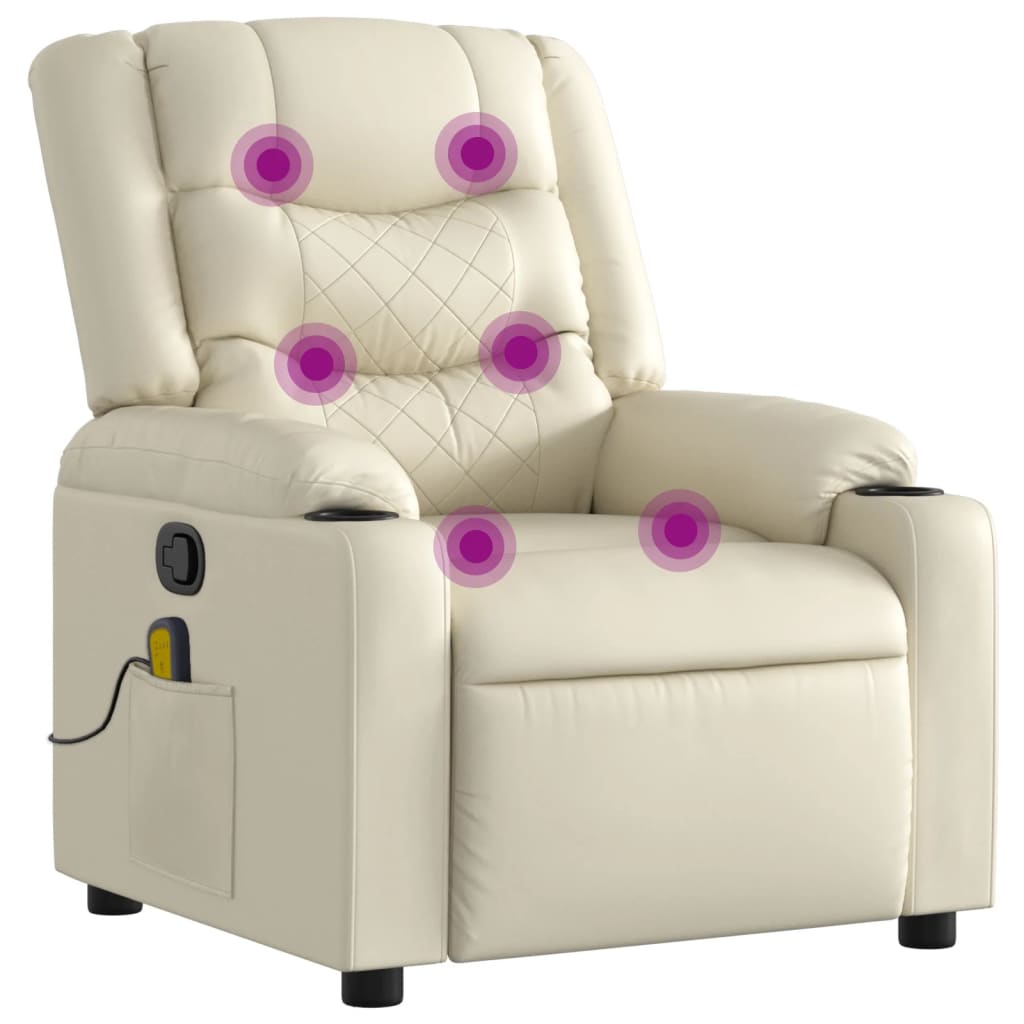 Fauteuil inclinable de massage Crème Similicuir