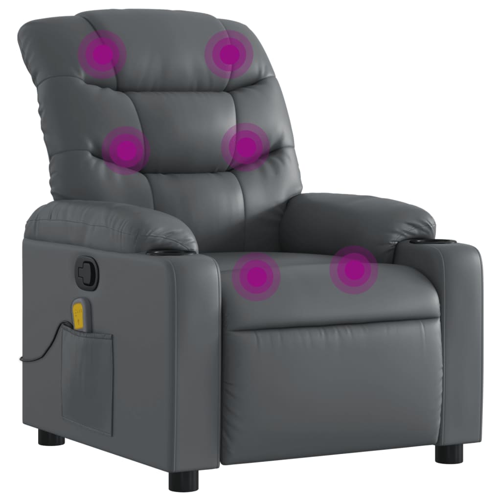 Fauteuil de massage inclinable Gris Similicuir
