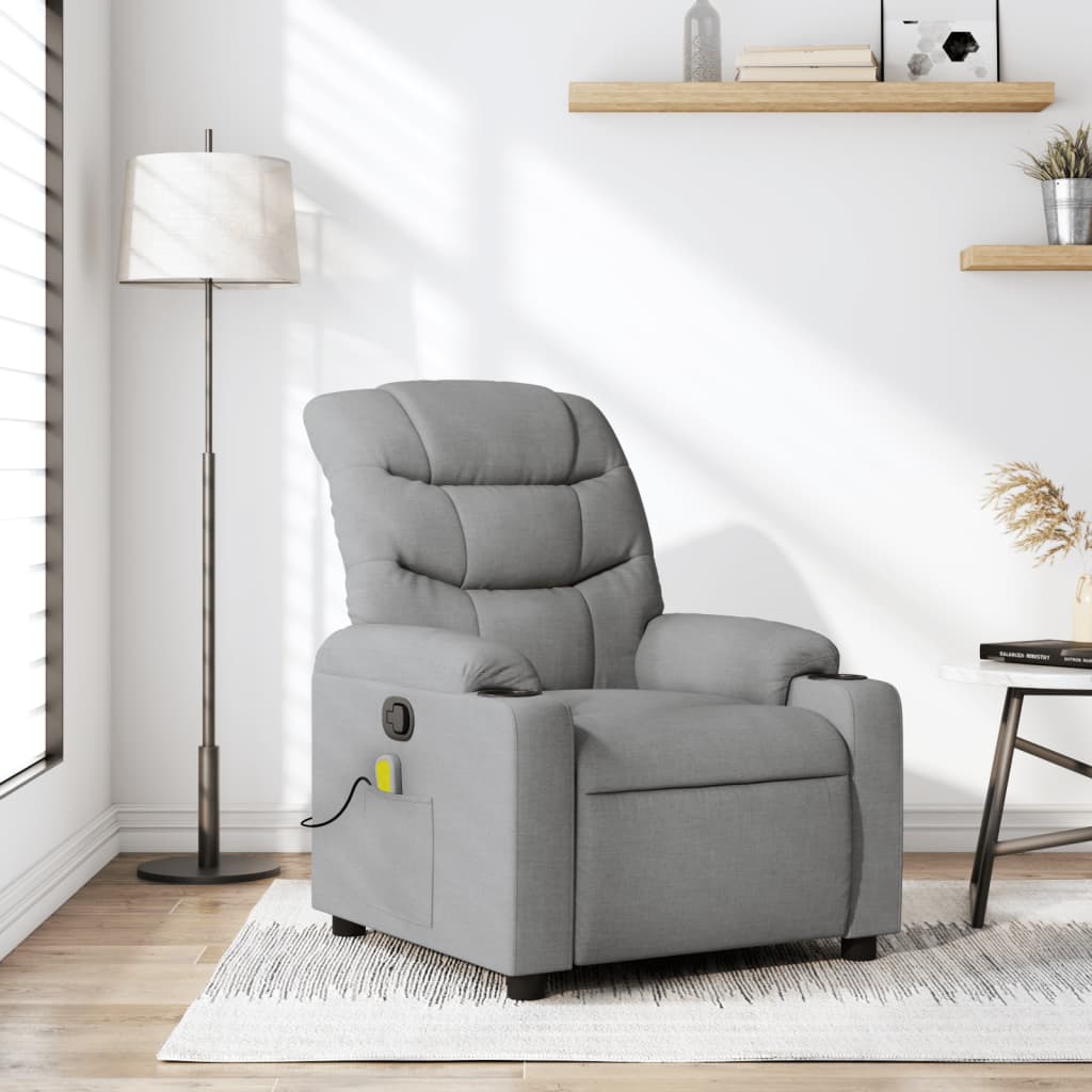 Fauteuil de massage inclinable Gris clair Tissu