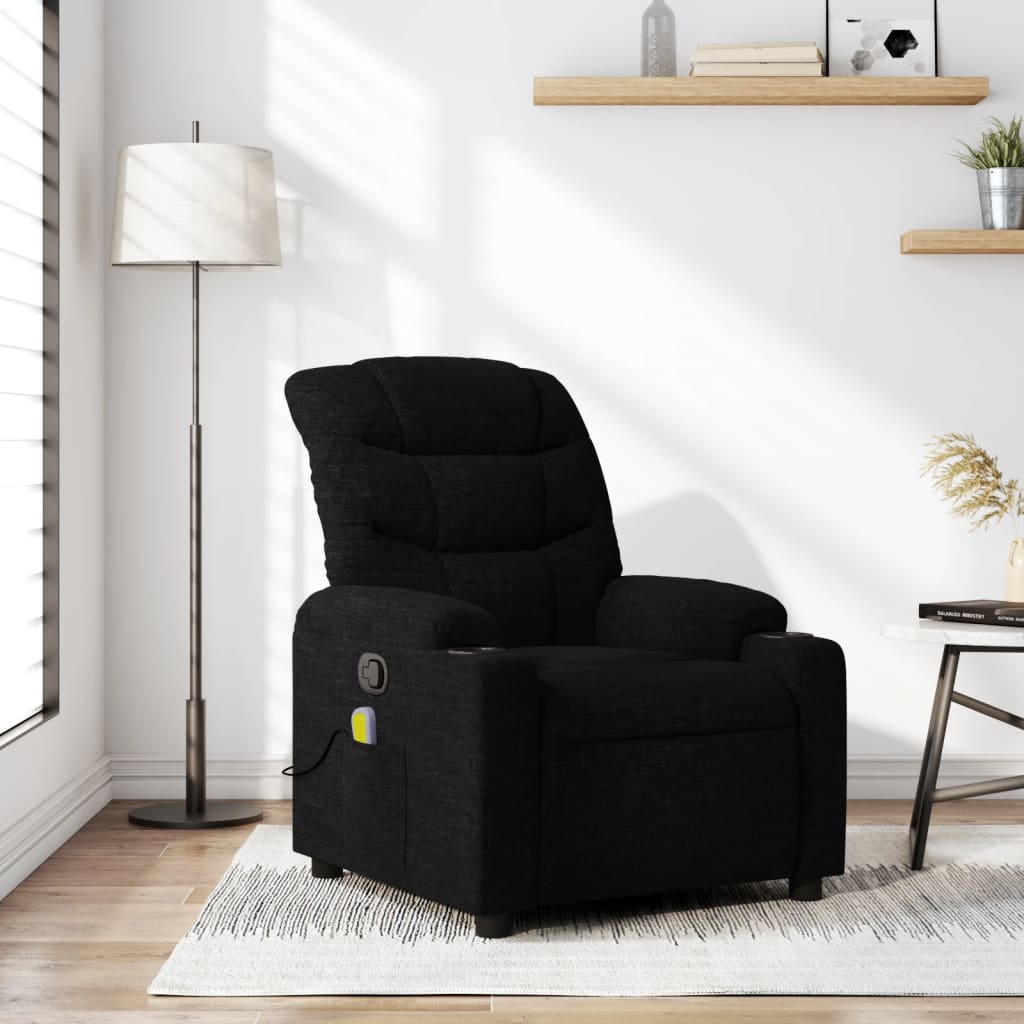 Fauteuil de massage inclinable Noir Tissu