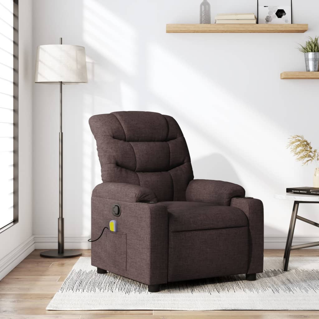 Fauteuil de massage inclinable Marron foncé Tissu
