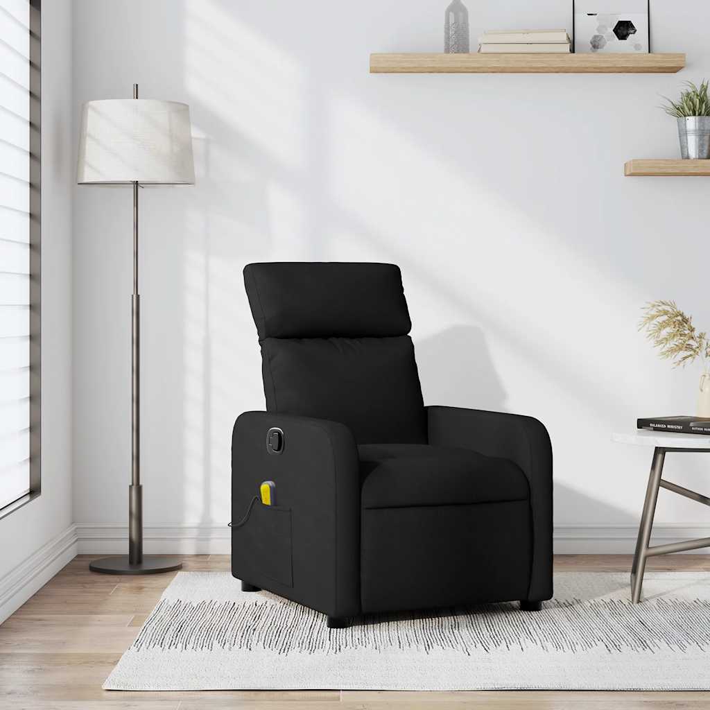 Fauteuil de massage inclinable Noir Tissu