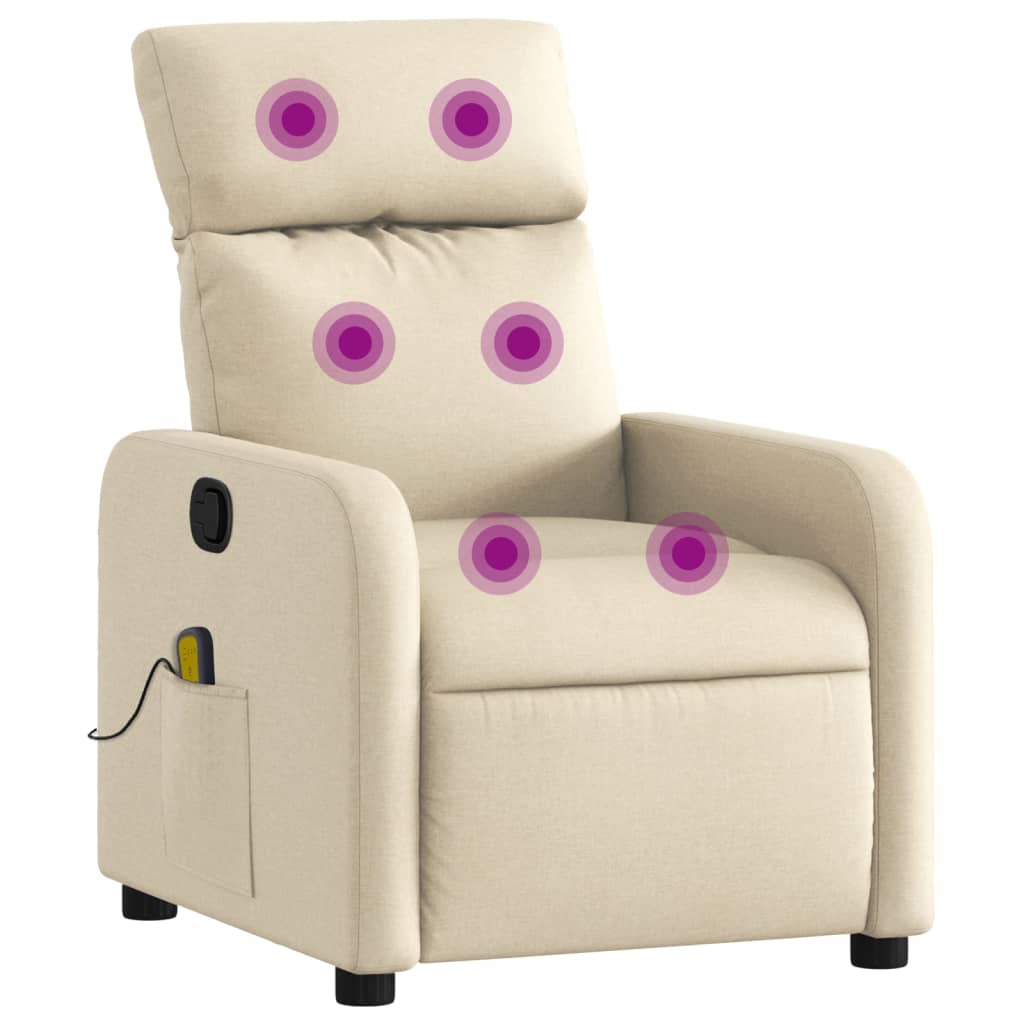 Fauteuil de massage inclinable Crème Tissu