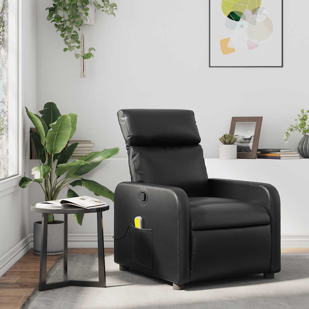 Fauteuil de massage inclinable Noir Similicuir