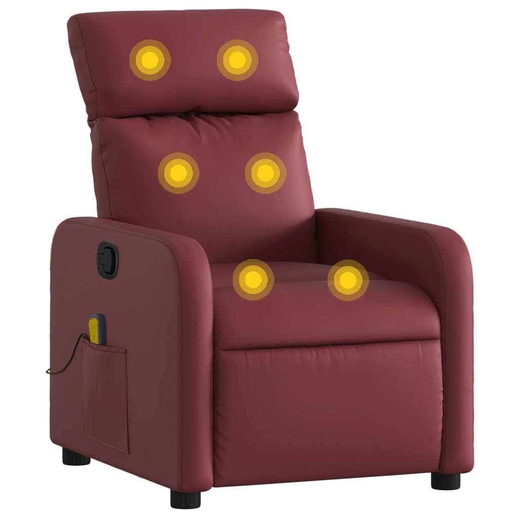 Fauteuil de massage inclinable Rouge bordeaux Similicuir