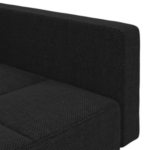 Canapé-lit à 2 places avec deux oreillers noir tissu