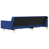 Canapé-lit à 2 places avec deux oreillers bleu tissu