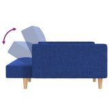 Canapé-lit à 2 places avec deux oreillers bleu tissu