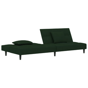Canapé-lit à 2 places avec deux oreillers Vert foncé Velours